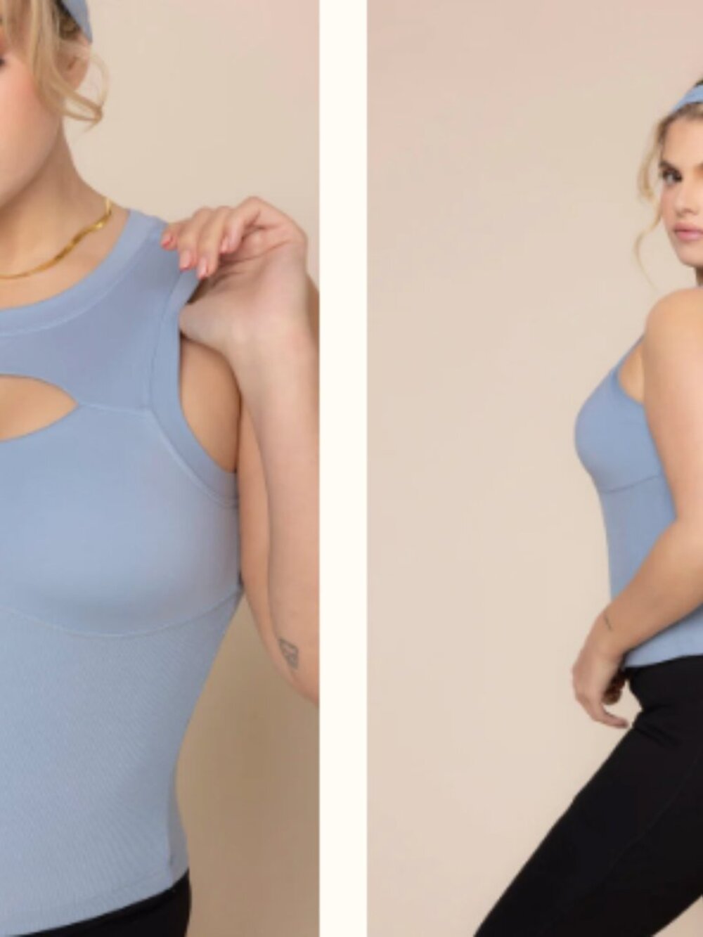Popflex Peekaboo Crewneck Tank Top Large Built in Bra - Picture 4 of 8